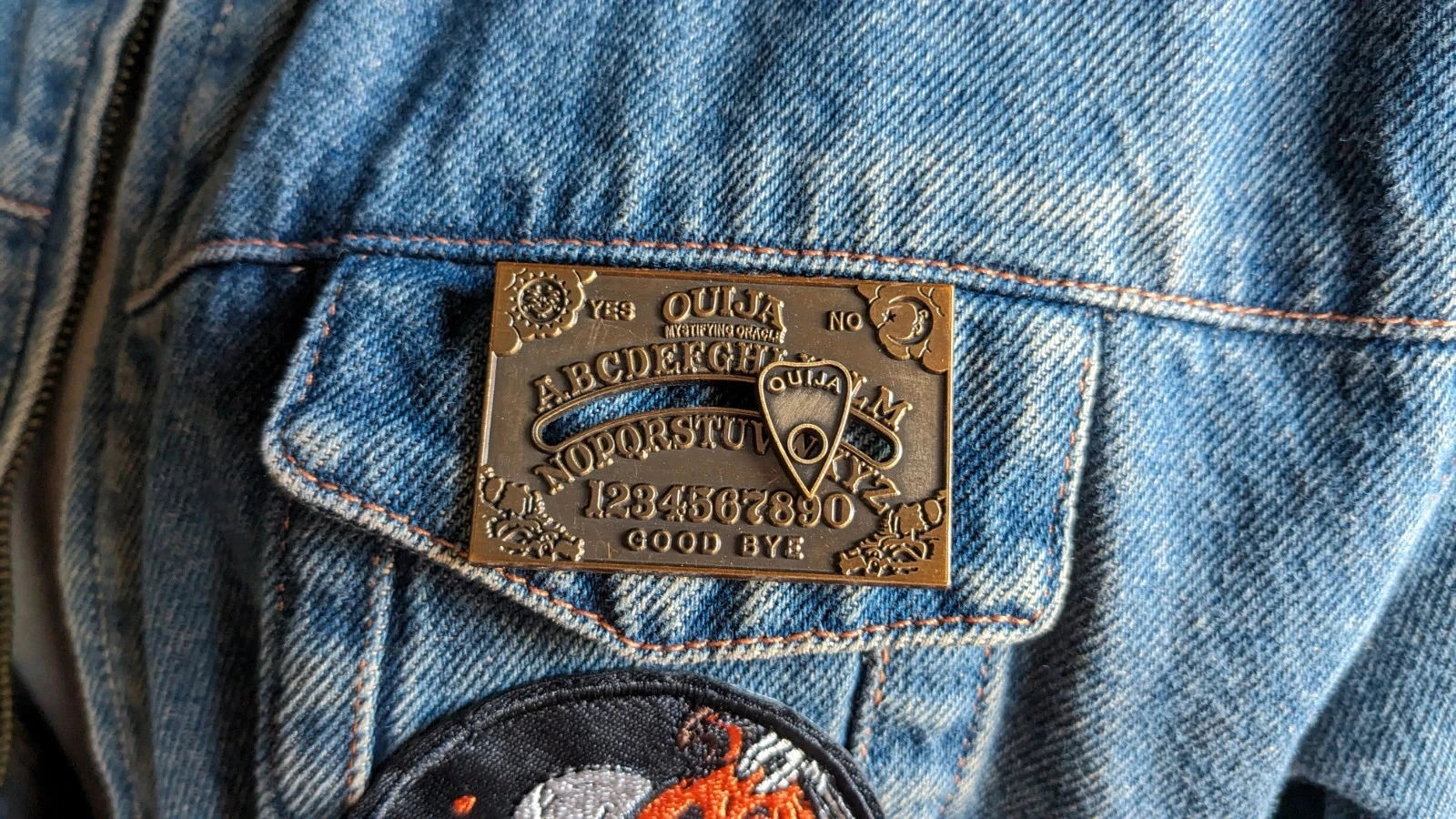 Embroidered denim jacket "Halloween, Scare Me" – photo 10
